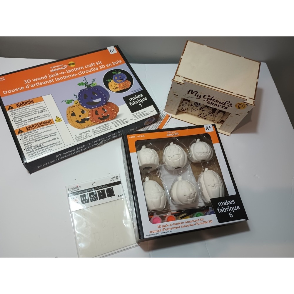 Halloween Craft Kit Lot Creatology 3D Wood Jack-O-Lantern Lights Stencil...